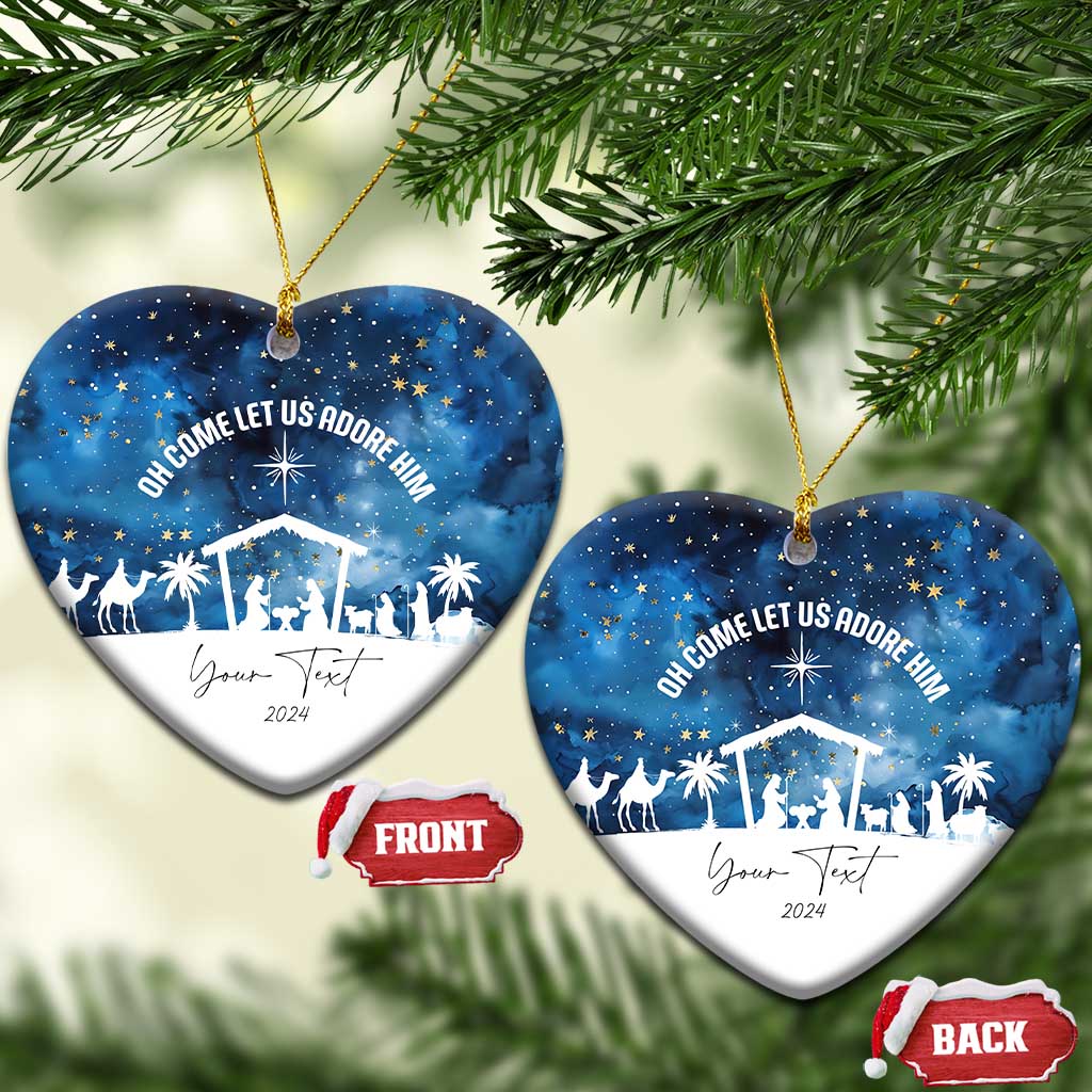 Personalized Christian Xmas 2024 Christmas Ornament Custom Text Oh Come Let Us Adore Him TS11