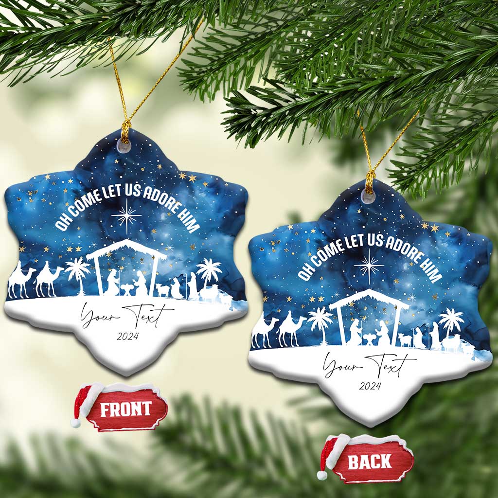 Personalized Christian Xmas 2024 Christmas Ornament Custom Text Oh Come Let Us Adore Him TS11
