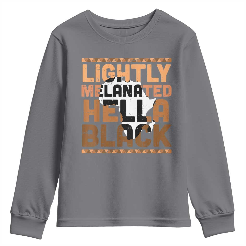 Lightly Melanated Hella Black Youth Sweatshirt Melanin African Pride Map Black History TS11