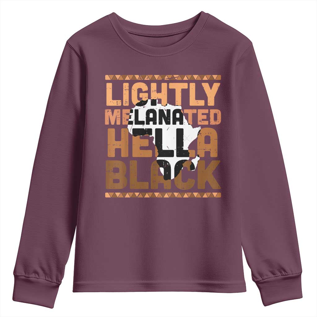 Lightly Melanated Hella Black Youth Sweatshirt Melanin African Pride Map Black History TS11