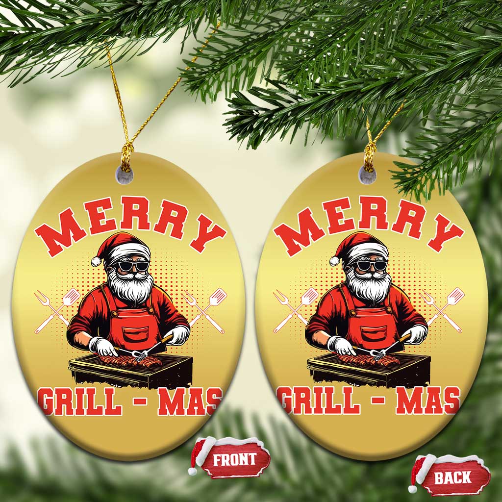 Funny Xmas Grilling Santa Christmas Ornament Merry Grill-Mas BBQ TS11