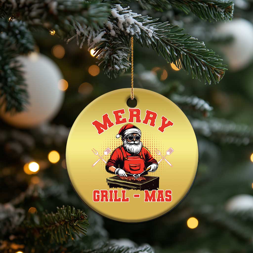 Funny Xmas Grilling Santa Christmas Ornament Merry Grill-Mas BBQ TS11