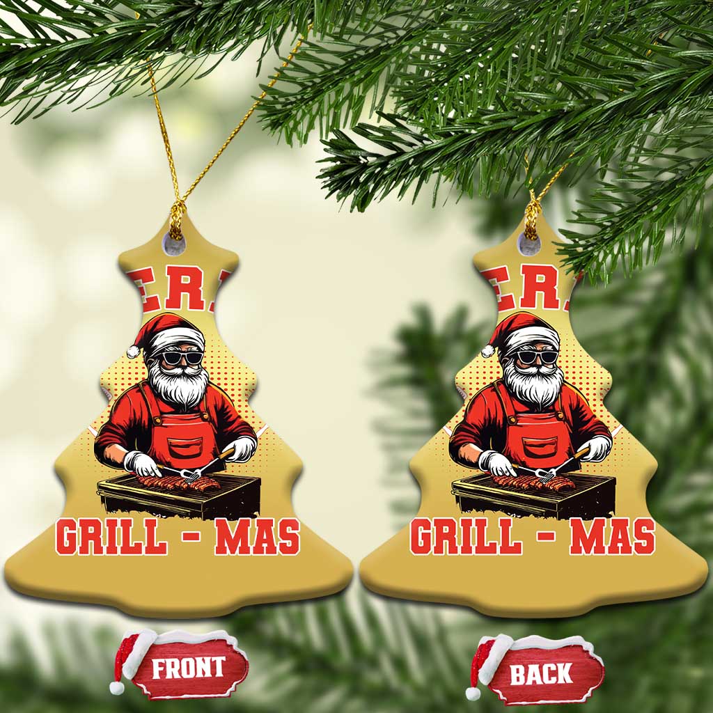 Funny Xmas Grilling Santa Christmas Ornament Merry Grill-Mas BBQ TS11