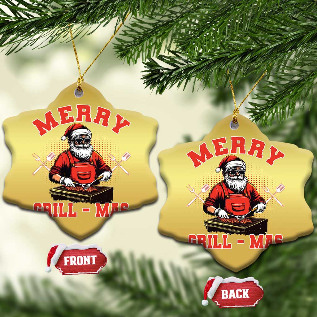 Funny Xmas Grilling Santa Christmas Ornament Merry Grill-Mas BBQ TS11