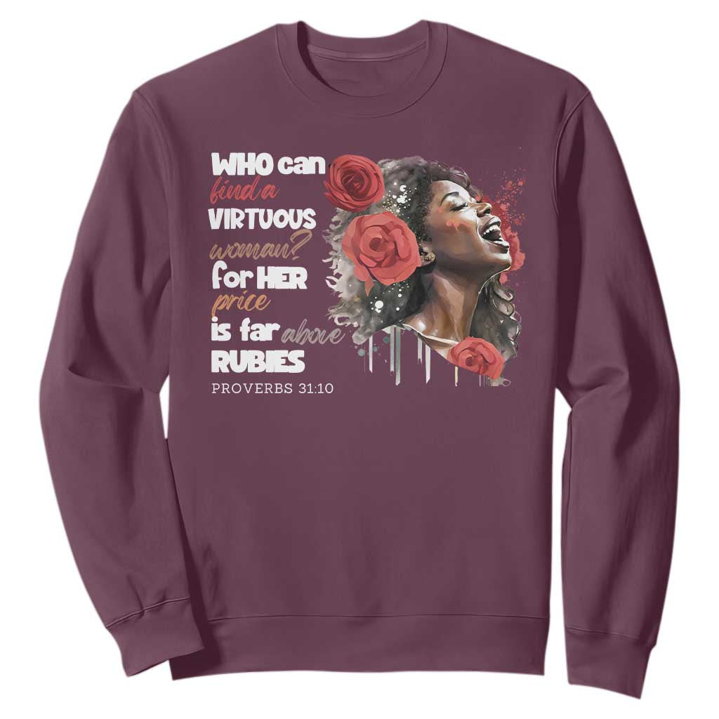 Christian African American Sweatshirt Who Can Find A Virtuous Woman TS11
