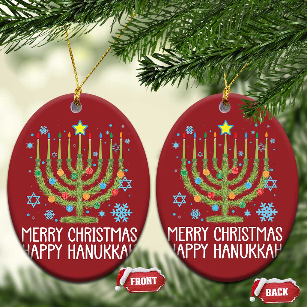 Funny Chrismukkah Christmas Ornament Merry Xmas Happy Hanukkah Xmas Tree Jewish Menorah TS11