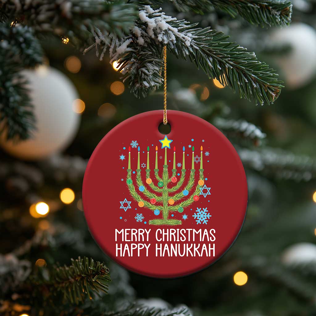 Funny Chrismukkah Christmas Ornament Merry Xmas Happy Hanukkah Xmas Tree Jewish Menorah TS11