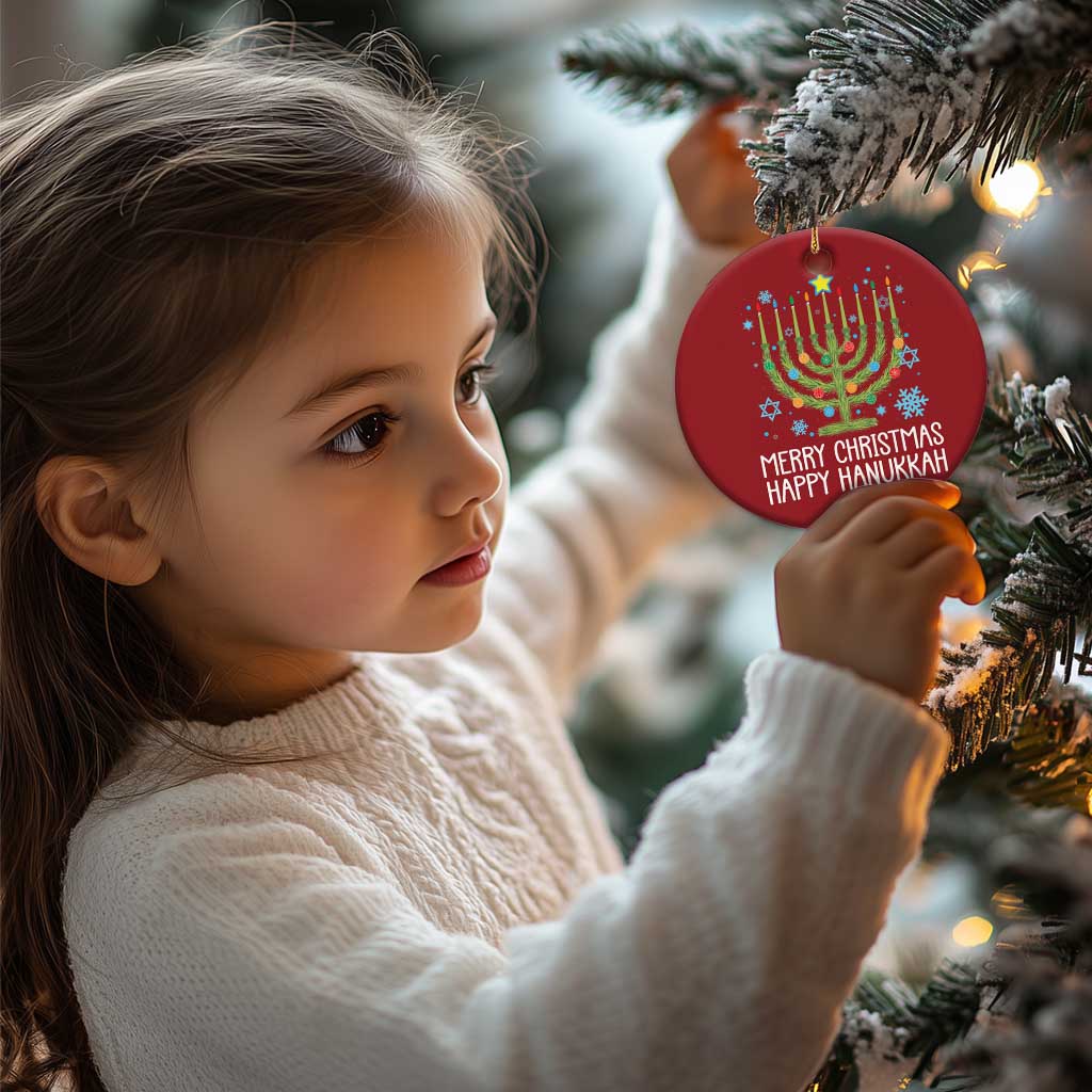 Funny Chrismukkah Christmas Ornament Merry Xmas Happy Hanukkah Xmas Tree Jewish Menorah TS11