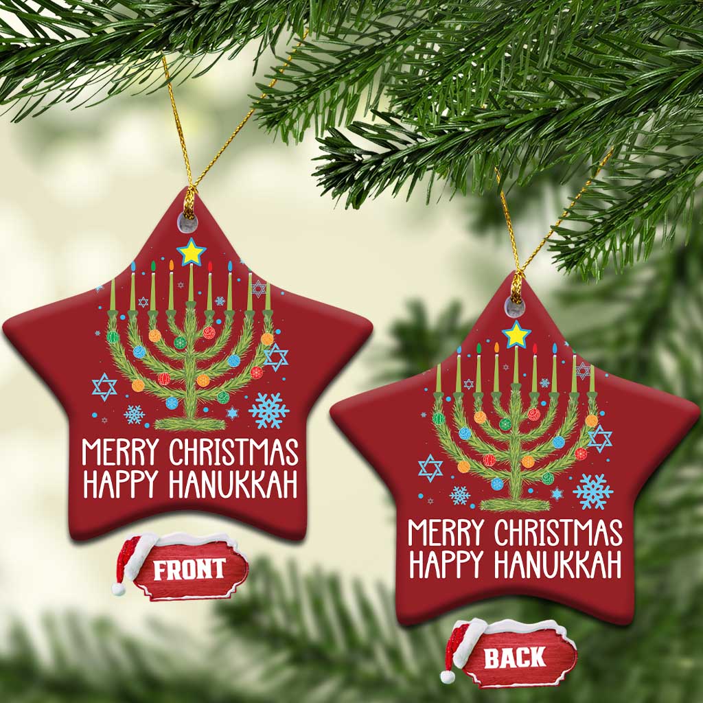 Funny Chrismukkah Christmas Ornament Merry Xmas Happy Hanukkah Xmas Tree Jewish Menorah TS11