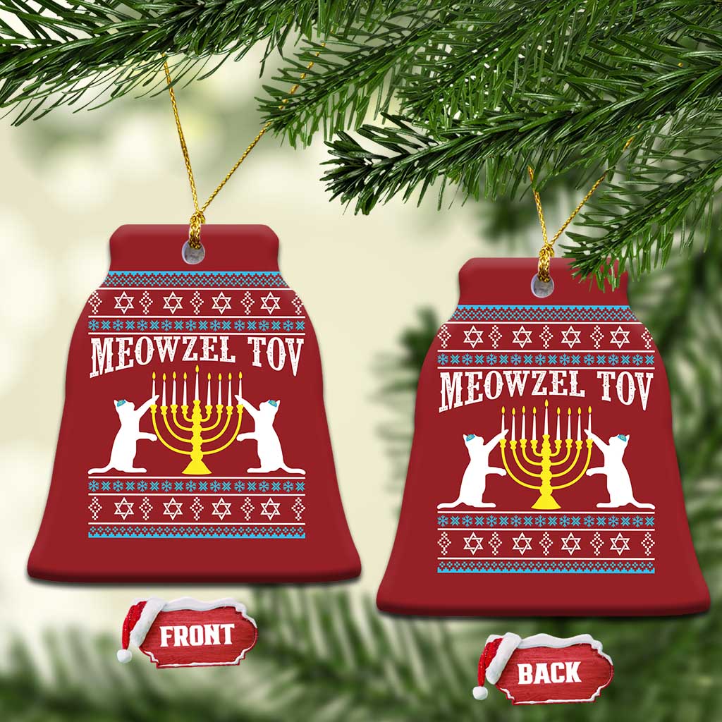 Meowzel Tov Christmas Ornament Funny Hanukkah Cat Jewish Chanukah Menorah TS11