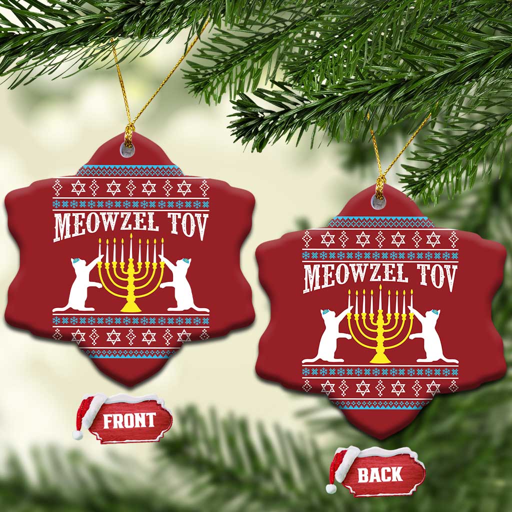 Meowzel Tov Christmas Ornament Funny Hanukkah Cat Jewish Chanukah Menorah TS11