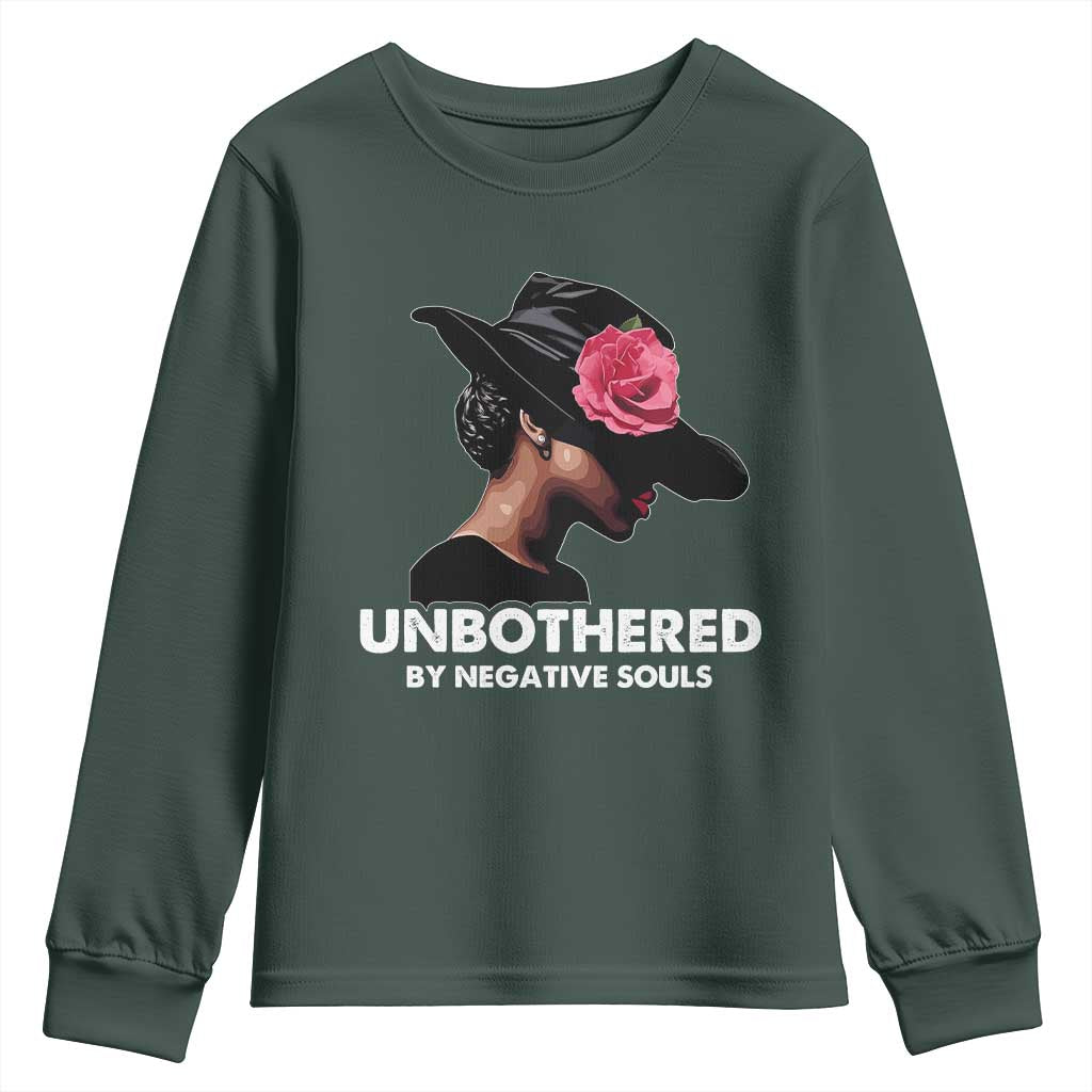 Funny African American Youth Sweatshirt Unbothered By Negative Souls Afro Girl TS11