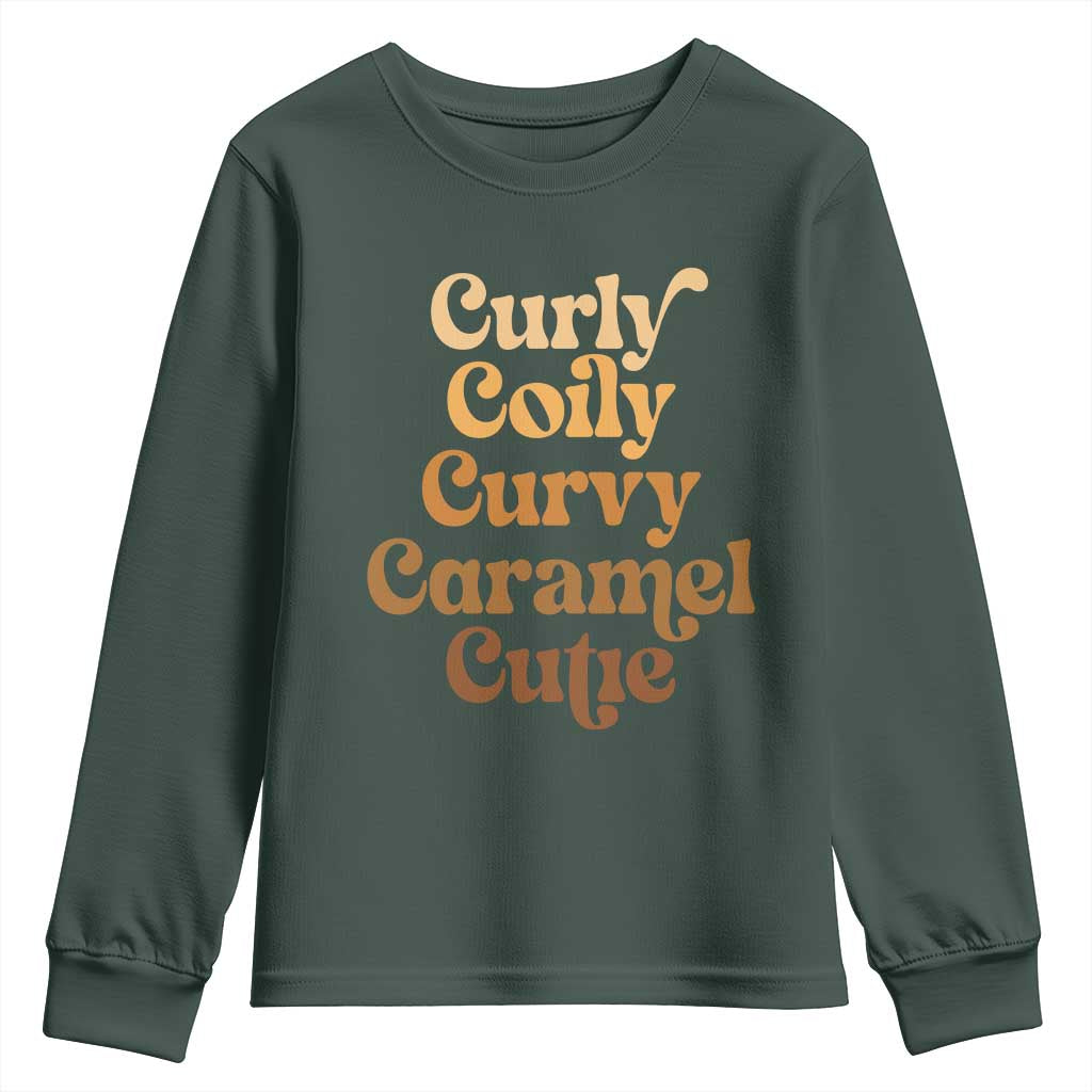 Afro Melanin Black Hair Youth Sweatshirt Curly Coily Curvy Caramel Cutie TS11