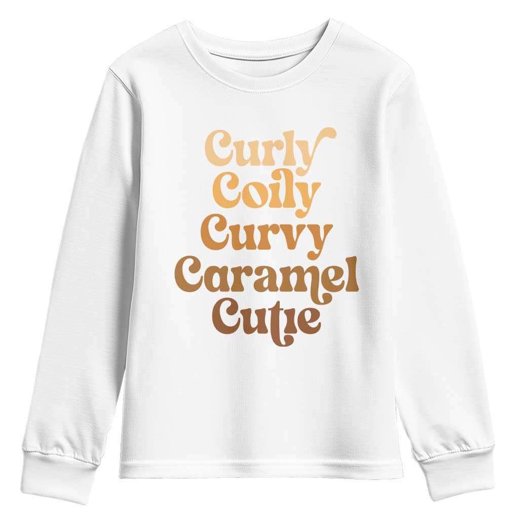 Afro Melanin Black Hair Youth Sweatshirt Curly Coily Curvy Caramel Cutie TS11