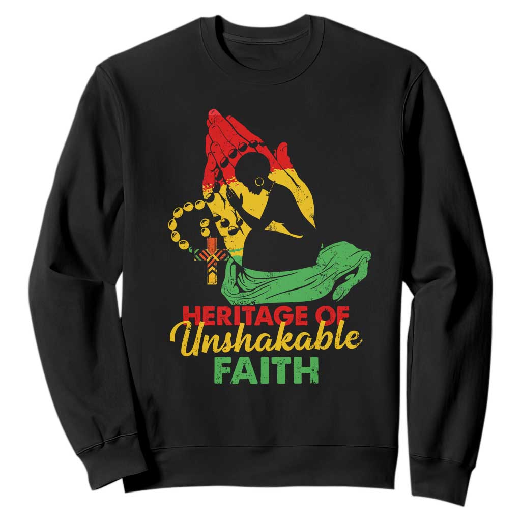Christian African American Sweatshirt Heritage Of Unshakable Faith Black History Month TS11
