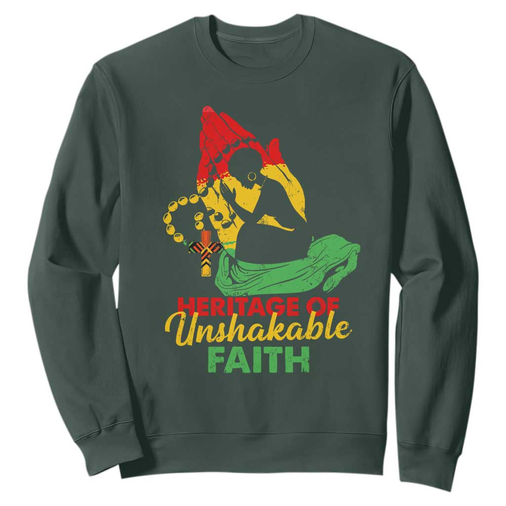 Christian African American Sweatshirt Heritage Of Unshakable Faith Black History Month TS11