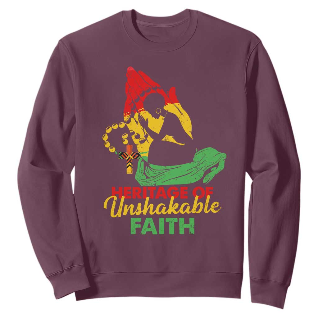 Christian African American Sweatshirt Heritage Of Unshakable Faith Black History Month TS11