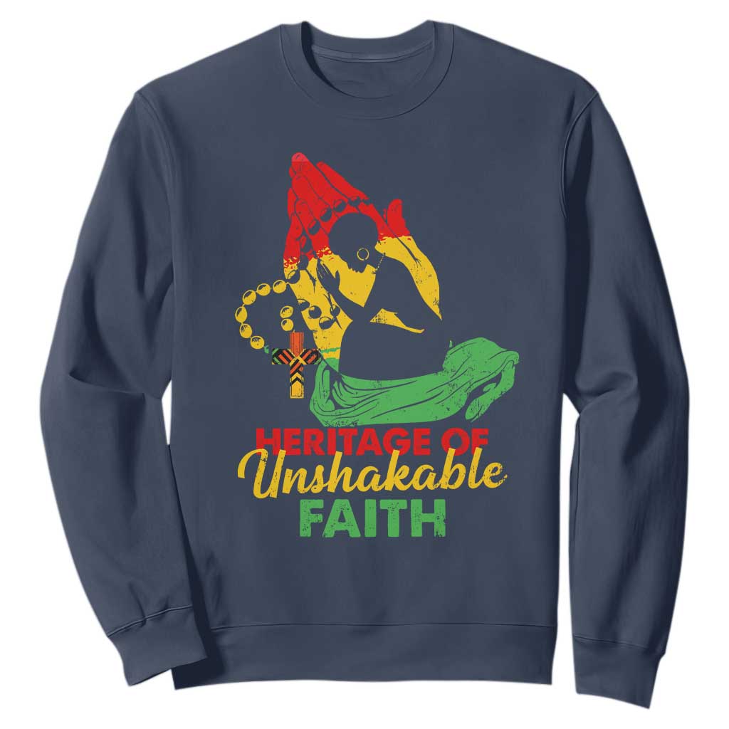 Christian African American Sweatshirt Heritage Of Unshakable Faith Black History Month TS11