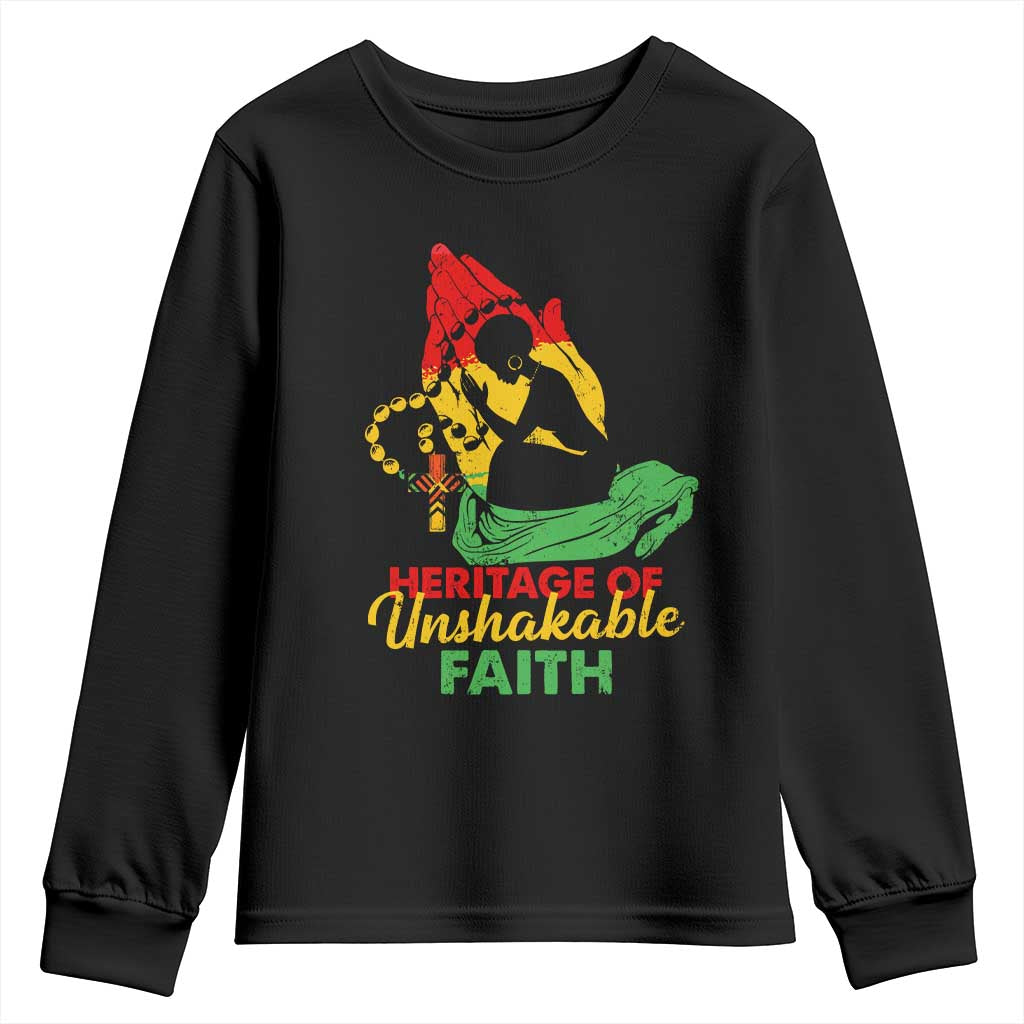 Christian African American Youth Sweatshirt Heritage Of Unshakable Faith Black History Month TS11