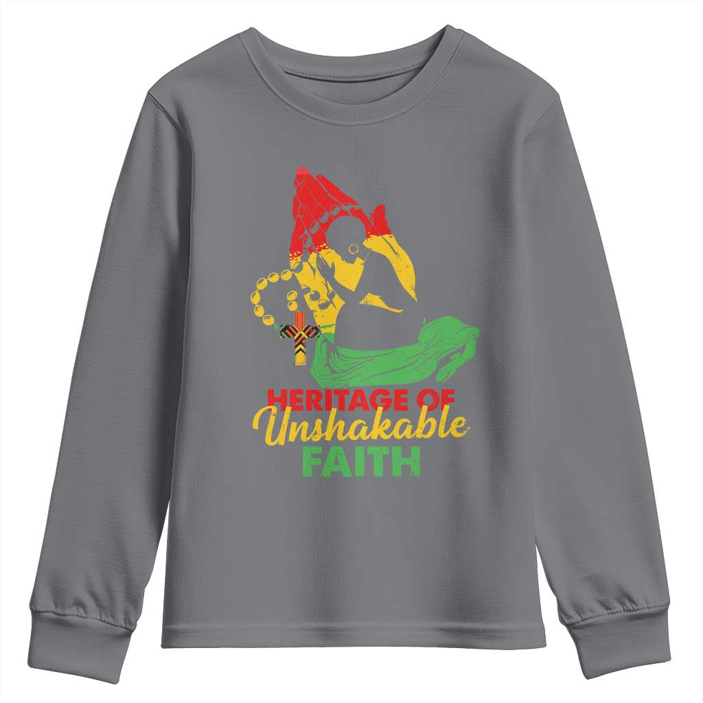 Christian African American Youth Sweatshirt Heritage Of Unshakable Faith Black History Month TS11