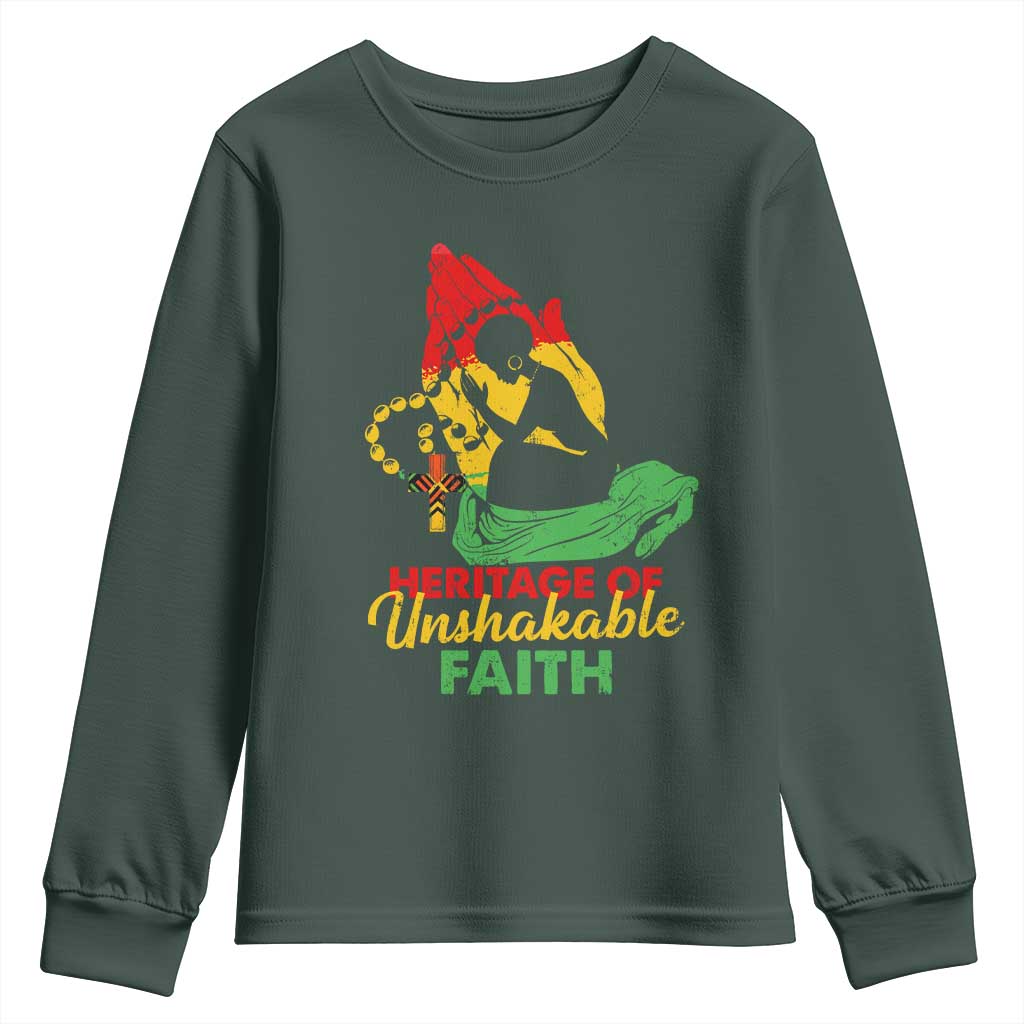 Christian African American Youth Sweatshirt Heritage Of Unshakable Faith Black History Month TS11