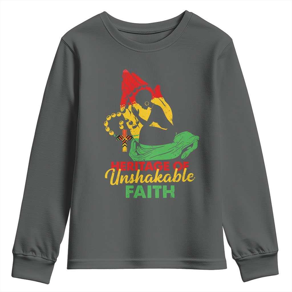 Christian African American Youth Sweatshirt Heritage Of Unshakable Faith Black History Month TS11