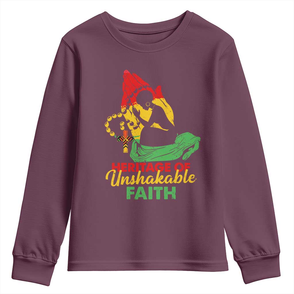 Christian African American Youth Sweatshirt Heritage Of Unshakable Faith Black History Month TS11