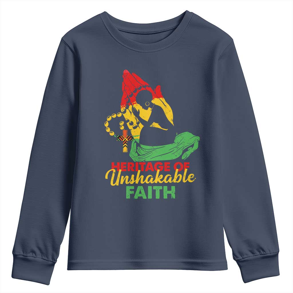 Christian African American Youth Sweatshirt Heritage Of Unshakable Faith Black History Month TS11