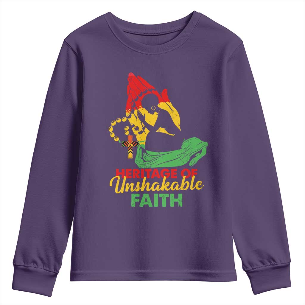 Christian African American Youth Sweatshirt Heritage Of Unshakable Faith Black History Month TS11