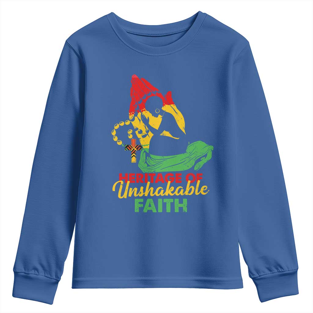 Christian African American Youth Sweatshirt Heritage Of Unshakable Faith Black History Month TS11