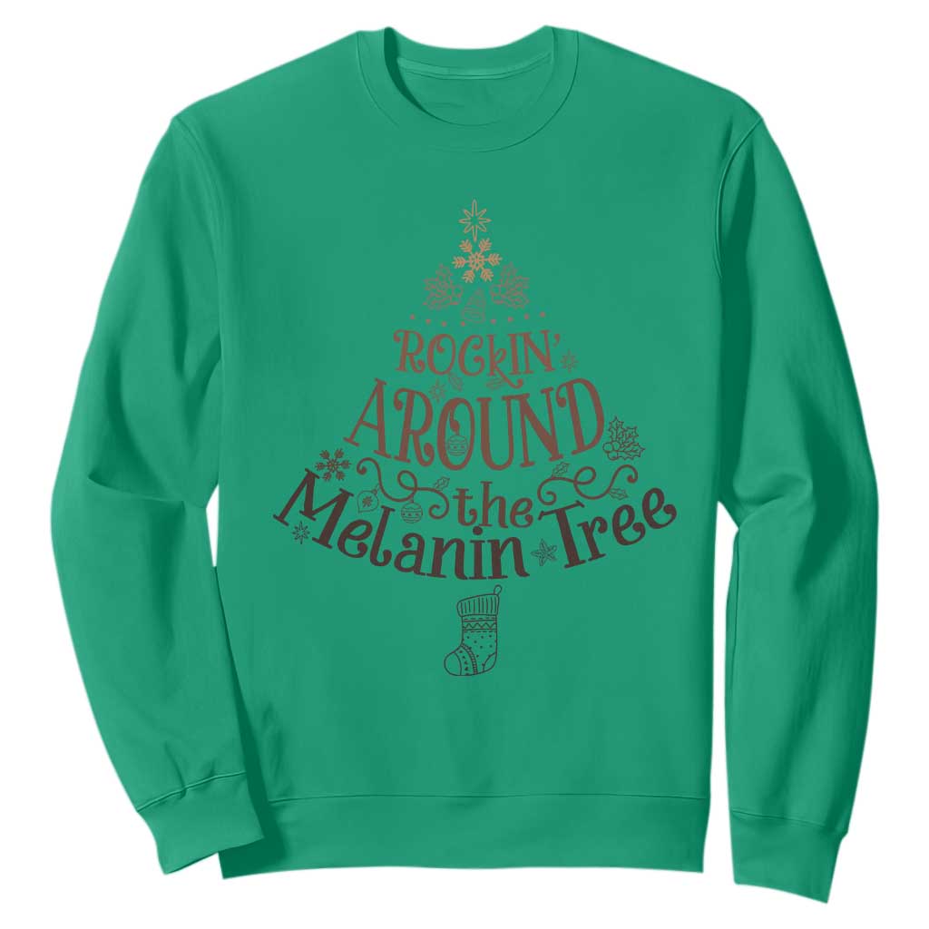African American Christmas Sweatshirt Rockin' Around The Melanin Xmas Tree TS11