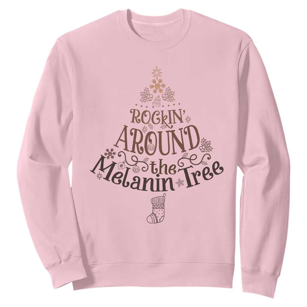 African American Christmas Sweatshirt Rockin' Around The Melanin Xmas Tree TS11