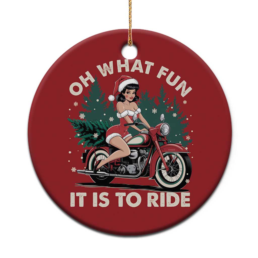 Funny Xmas Motorbike Christmas Ornament Oh What Fun It Is To Ride Female Santa Biker TS11