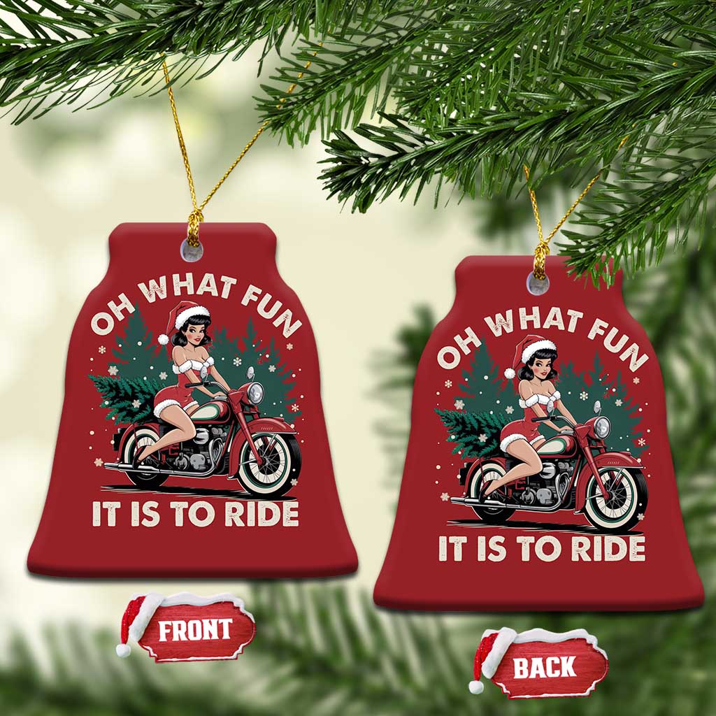 Funny Xmas Motorbike Christmas Ornament Oh What Fun It Is To Ride Female Santa Biker TS11