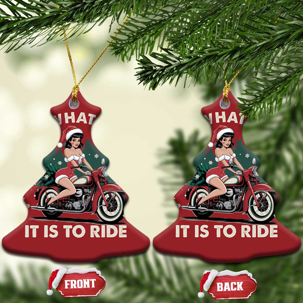 Funny Xmas Motorbike Christmas Ornament Oh What Fun It Is To Ride Female Santa Biker TS11