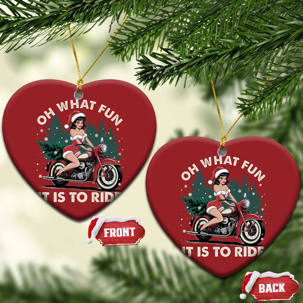 Funny Xmas Motorbike Christmas Ornament Oh What Fun It Is To Ride Female Santa Biker TS11