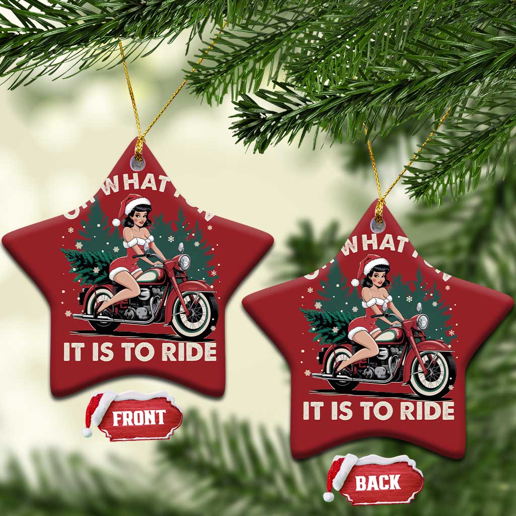 Funny Xmas Motorbike Christmas Ornament Oh What Fun It Is To Ride Female Santa Biker TS11