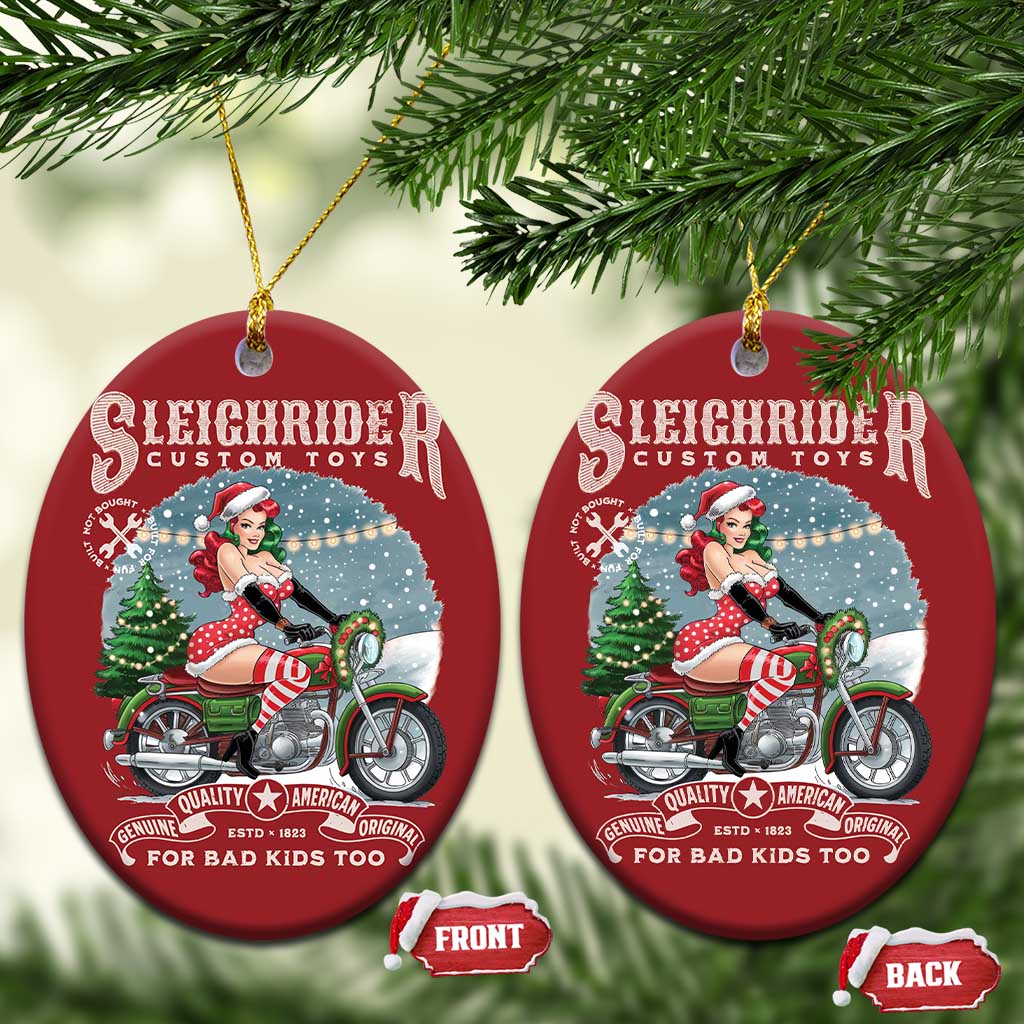 Xmas Female Santa Motorcycle Christmas Ornament Sleighrider Custom Toys For Bad Kids Too TS11