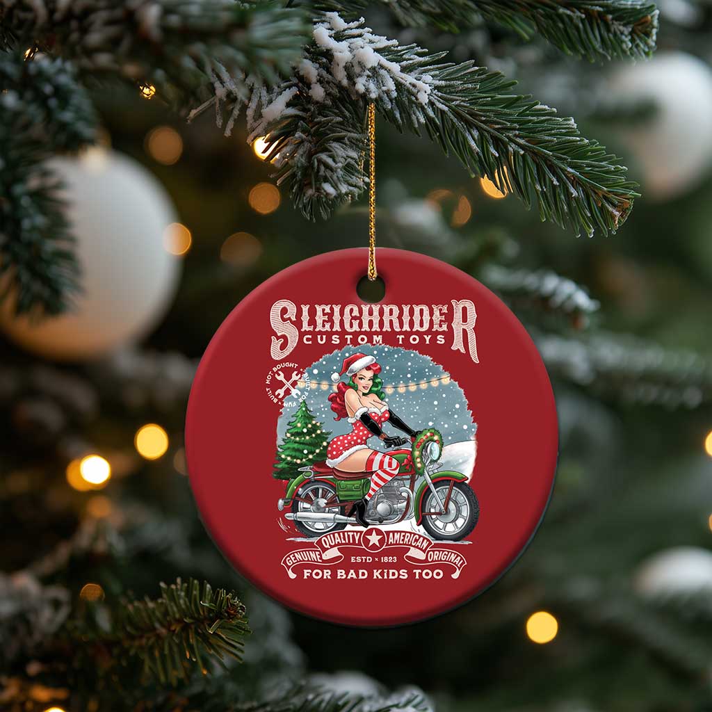 Xmas Female Santa Motorcycle Christmas Ornament Sleighrider Custom Toys For Bad Kids Too TS11