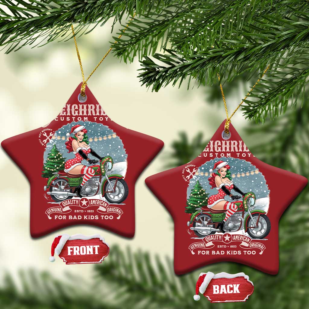 Xmas Female Santa Motorcycle Christmas Ornament Sleighrider Custom Toys For Bad Kids Too TS11