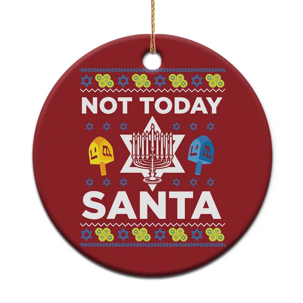 Funny Jewish Hanukkah Christmas Ornament Not Today Santa Hebrew David Star TS11