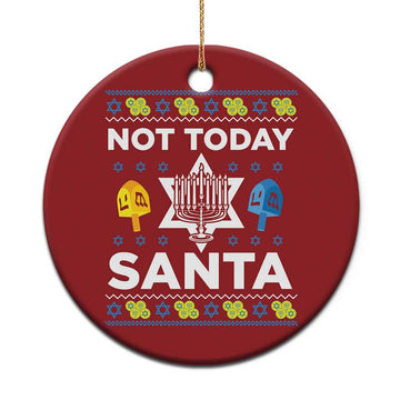 Funny Jewish Hanukkah Christmas Ornament Not Today Santa Hebrew David Star TS11