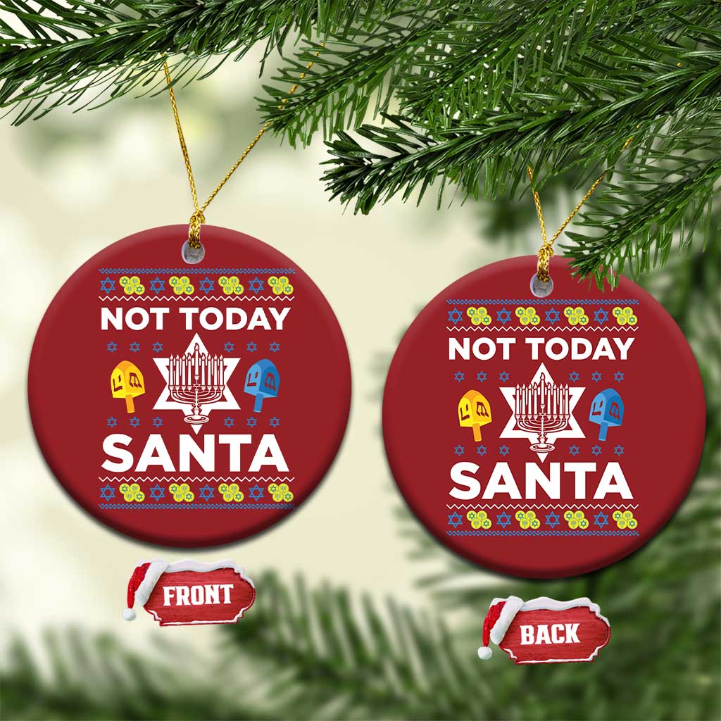 Funny Jewish Hanukkah Christmas Ornament Not Today Santa Hebrew David Star TS11
