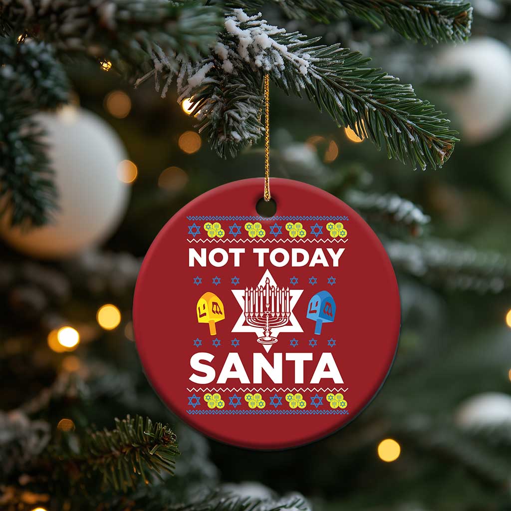 Funny Jewish Hanukkah Christmas Ornament Not Today Santa Hebrew David Star TS11