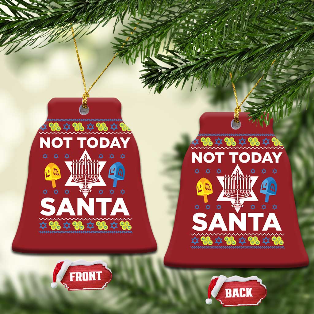 Funny Jewish Hanukkah Christmas Ornament Not Today Santa Hebrew David Star TS11