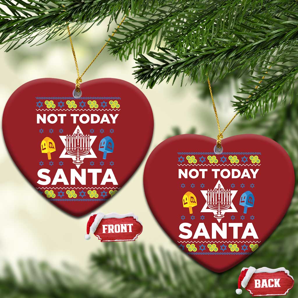 Funny Jewish Hanukkah Christmas Ornament Not Today Santa Hebrew David Star TS11