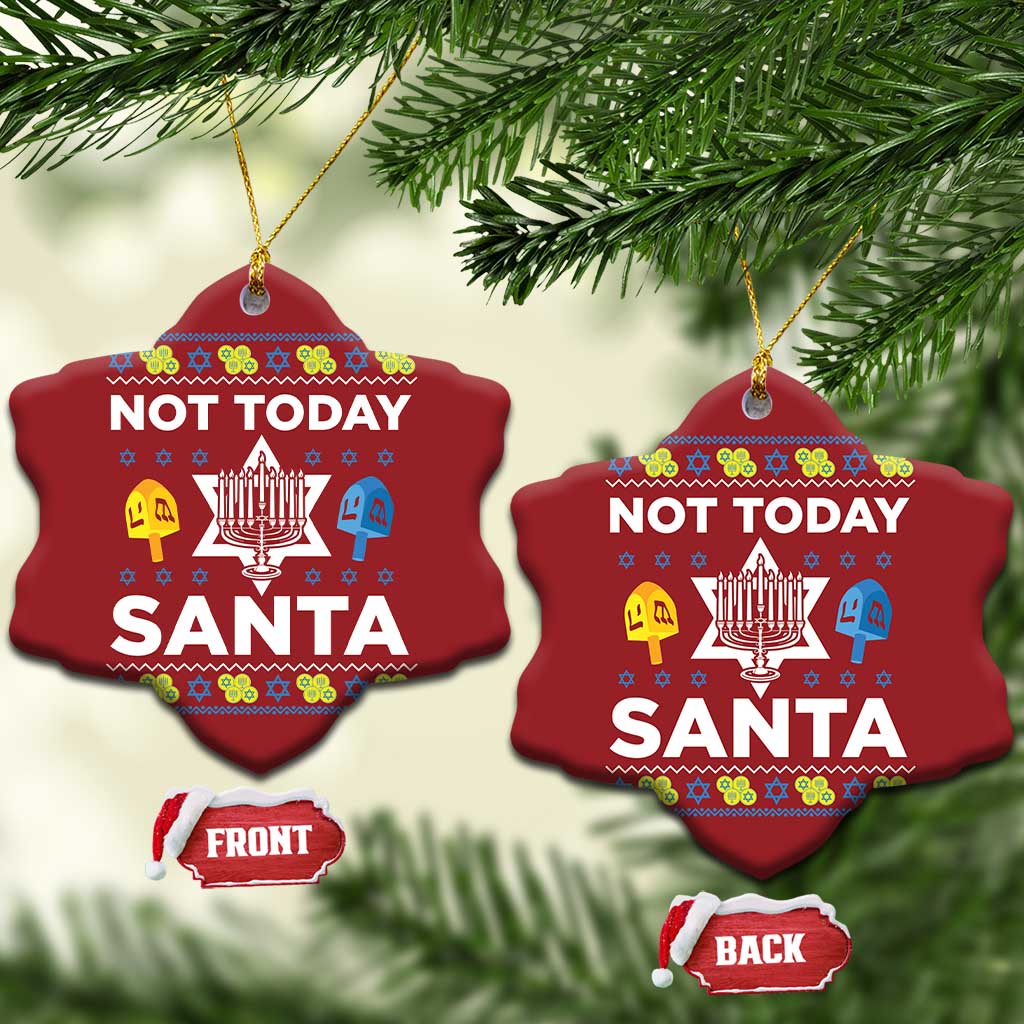 Funny Jewish Hanukkah Christmas Ornament Not Today Santa Hebrew David Star TS11