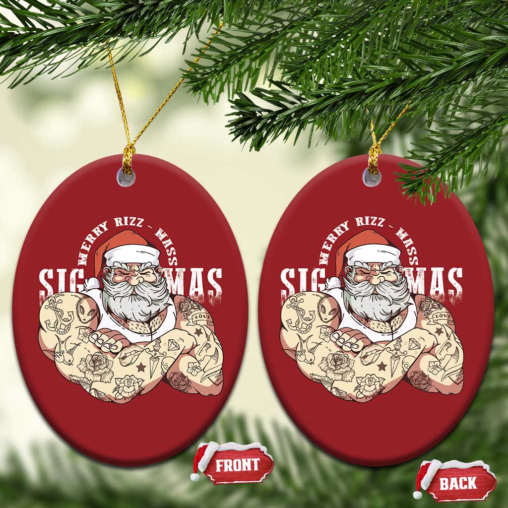 Funny Xmas Santa Christmas Ornament Merry Rizzmas Sigmas Charisma Rizz Santa TS11