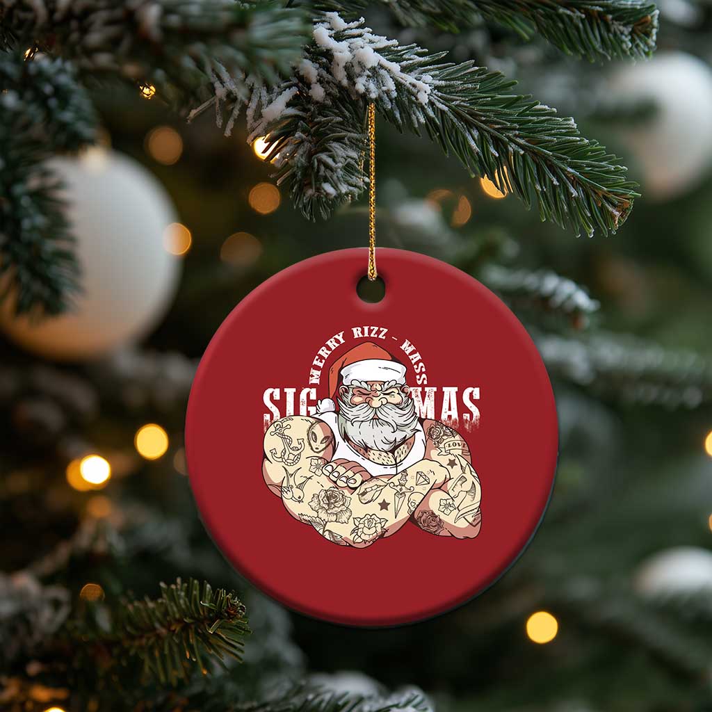 Funny Xmas Santa Christmas Ornament Merry Rizzmas Sigmas Charisma Rizz Santa TS11