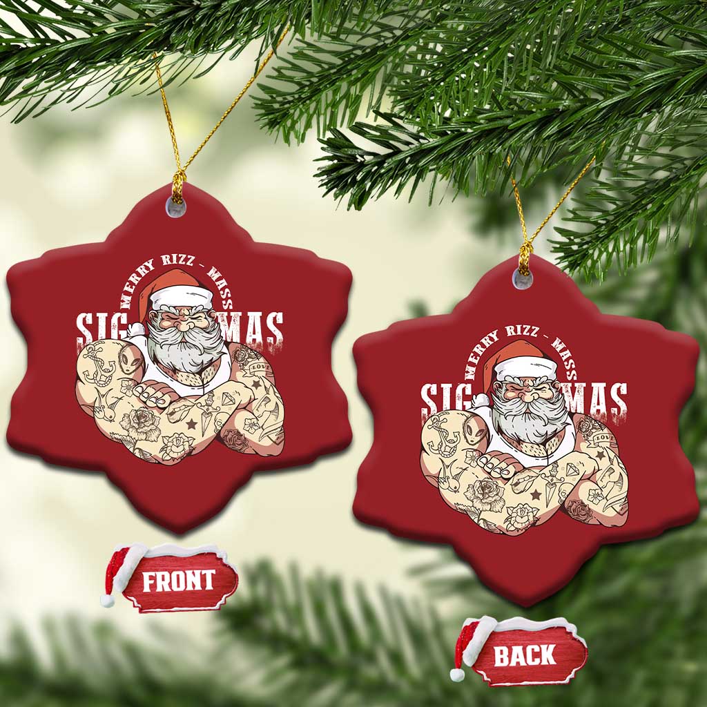 Funny Xmas Santa Christmas Ornament Merry Rizzmas Sigmas Charisma Rizz Santa TS11